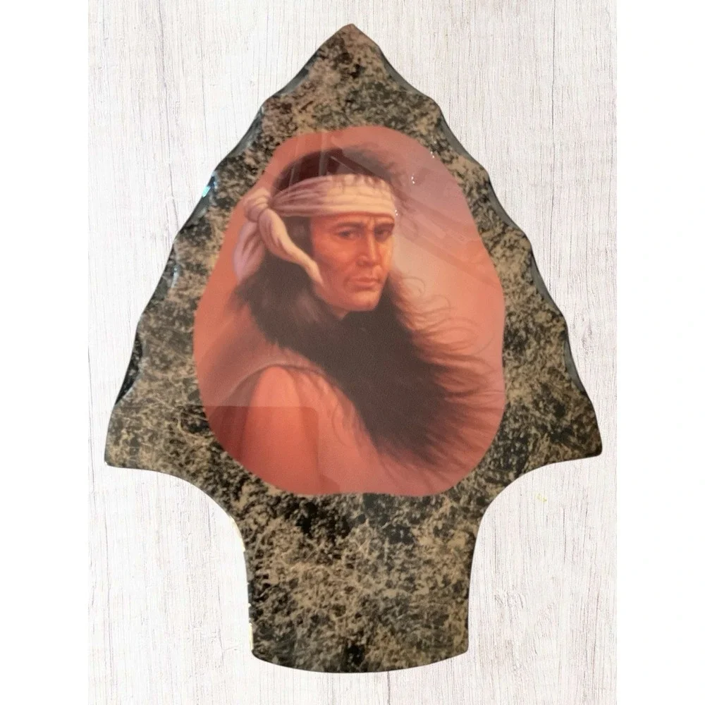 Vintage‎ DenCraft Wall Decor Lacquered Arrowhead Wood Painting -Native Americans